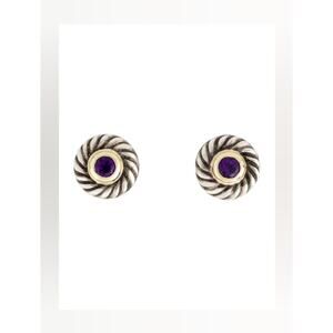 David Yurman Sterling Silver Amethyst Cookie Stud Earrings